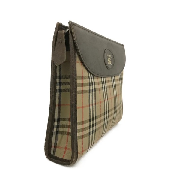 Authentic Burberrys Check Beige Nylon Poach Clutch Bag - Picture 3 of 11